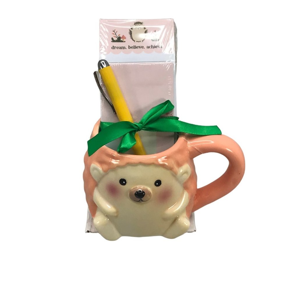 Modern Expression Hedgehog Mug 16 oz. Stationary Set New With Tags